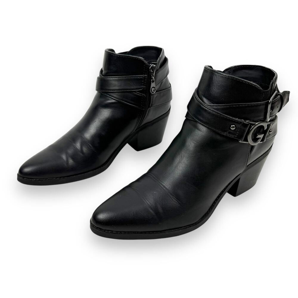 GUESS GBG black vegan leather cowgirl ankle boots - Picture 2 of 13